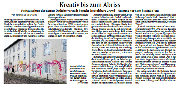 APRIL 2019 – Kreativ bis zum Abriss